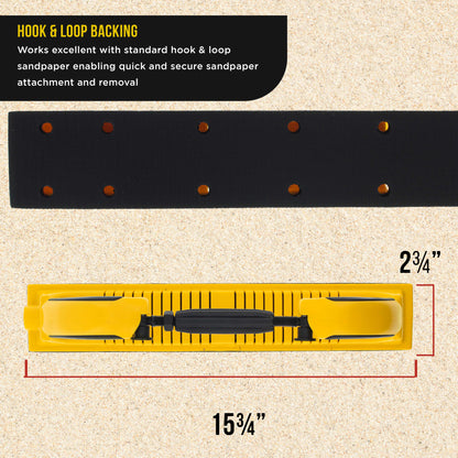 Pro Series Adjustable Flex Longboard Hand Sanding File Block with Both Hook & Loop Backing and PSA Backing Conversion Adapter Pad, Sandpaper