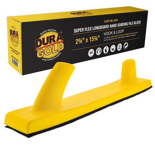 Dura-Gold Pro Series Super Flex Longboard Hand Sanding File Block with Both Hook & Loop Backing and PSA Backing Conversion Adapter Pad, Sandpaper Roll