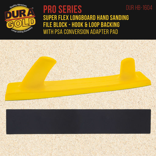 Dura-Gold Pro Series Super Flex Longboard Hand Sanding File Block with Both Hook & Loop Backing and PSA Backing Conversion Adapter Pad, Sandpaper Roll