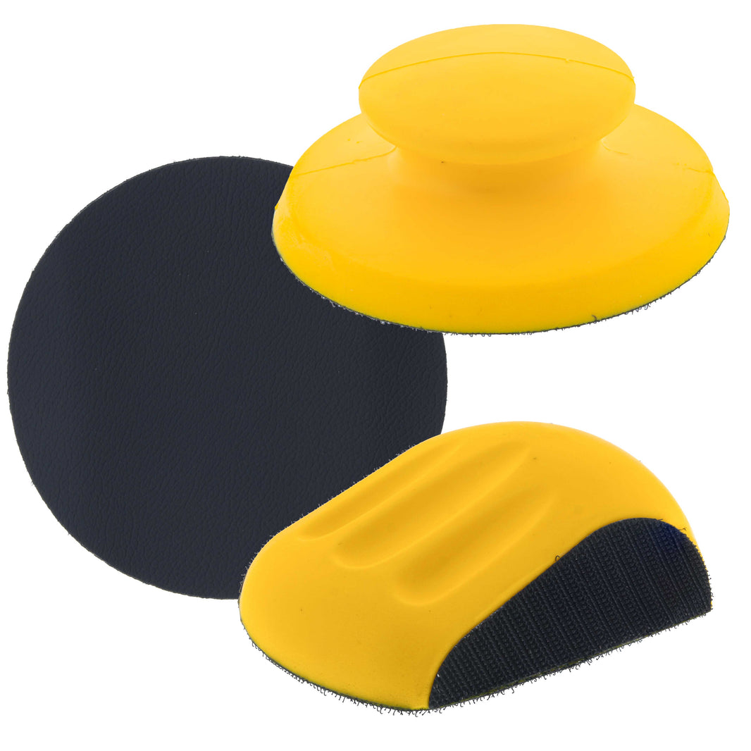 Pro Series 5" Round & Mouse-Shaped Hand Sanding Block Pads for Hook & Loop and PSA 5" DA Sanding Discs, PSA Sandpaper Conversion Adapter Pad