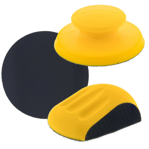 Dura-Gold Pro Series 5" Round & Mouse-Shaped Hand Sanding Block Pads for Hook & Loop and PSA 5" DA Sanding Discs, PSA Sandpaper Conversion Adapter Pad