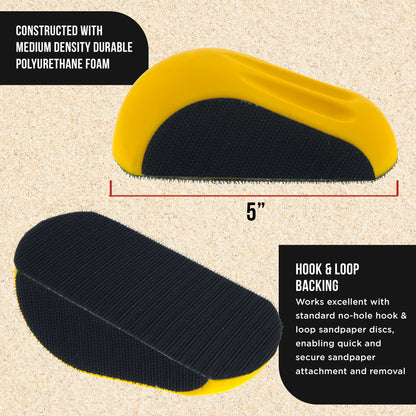 Pro Series 5" Round & Mouse-Shaped Hand Sanding Block Pads for Hook & Loop and PSA 5" DA Sanding Discs, PSA Sandpaper Conversion Adapter Pad