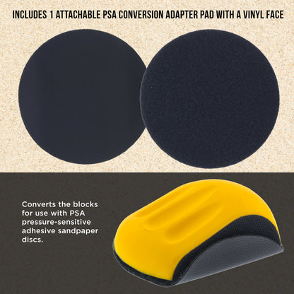 Pro Series 5" Mouse-Shaped Hand Sanding Block Pad for Hook & Loop, PSA 5" DA Sanding Discs, 2 Pack, Conversion Adapter Pad for PSA Sandpaper