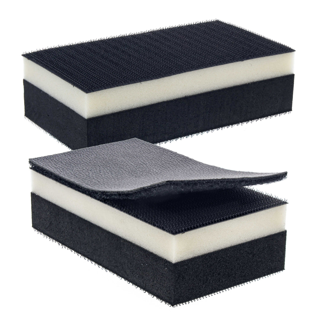 Pro Series Rectangle 5" x 2-3/4" Dual Density 2 Sided EVA Sanding Block, Hook & Loop Backing, 2 Pack - PSA Sandpaper Conversion Adapter Pad
