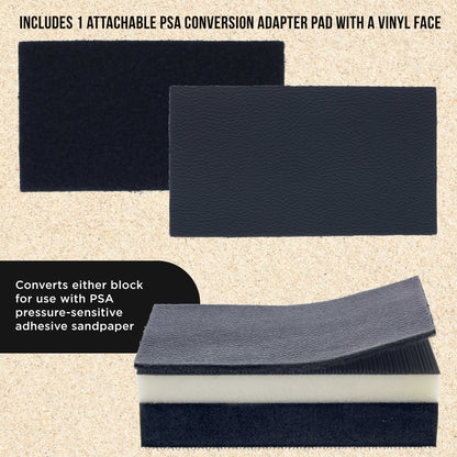 Pro Series Rectangle 5" x 2-3/4" Dual Density 2 Sided EVA Sanding Block, Hook & Loop Backing, 2 Pack - PSA Sandpaper Conversion Adapter Pad