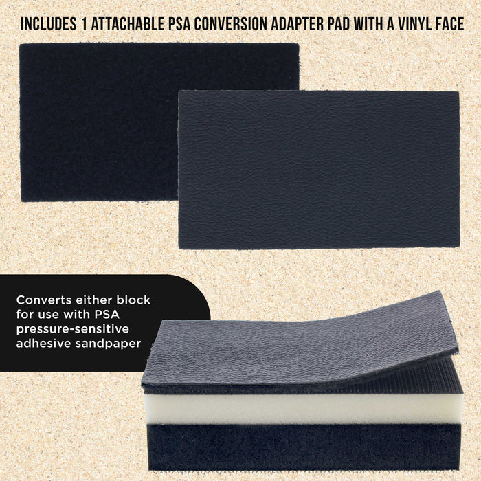 Dura-Gold Pro Series Rectangle 5" x 2-3/4" Dual Density 2 Sided EVA Sanding Block, Hook & Loop Backing, 2 Pack - PSA Sandpaper Conversion Adapter Pad