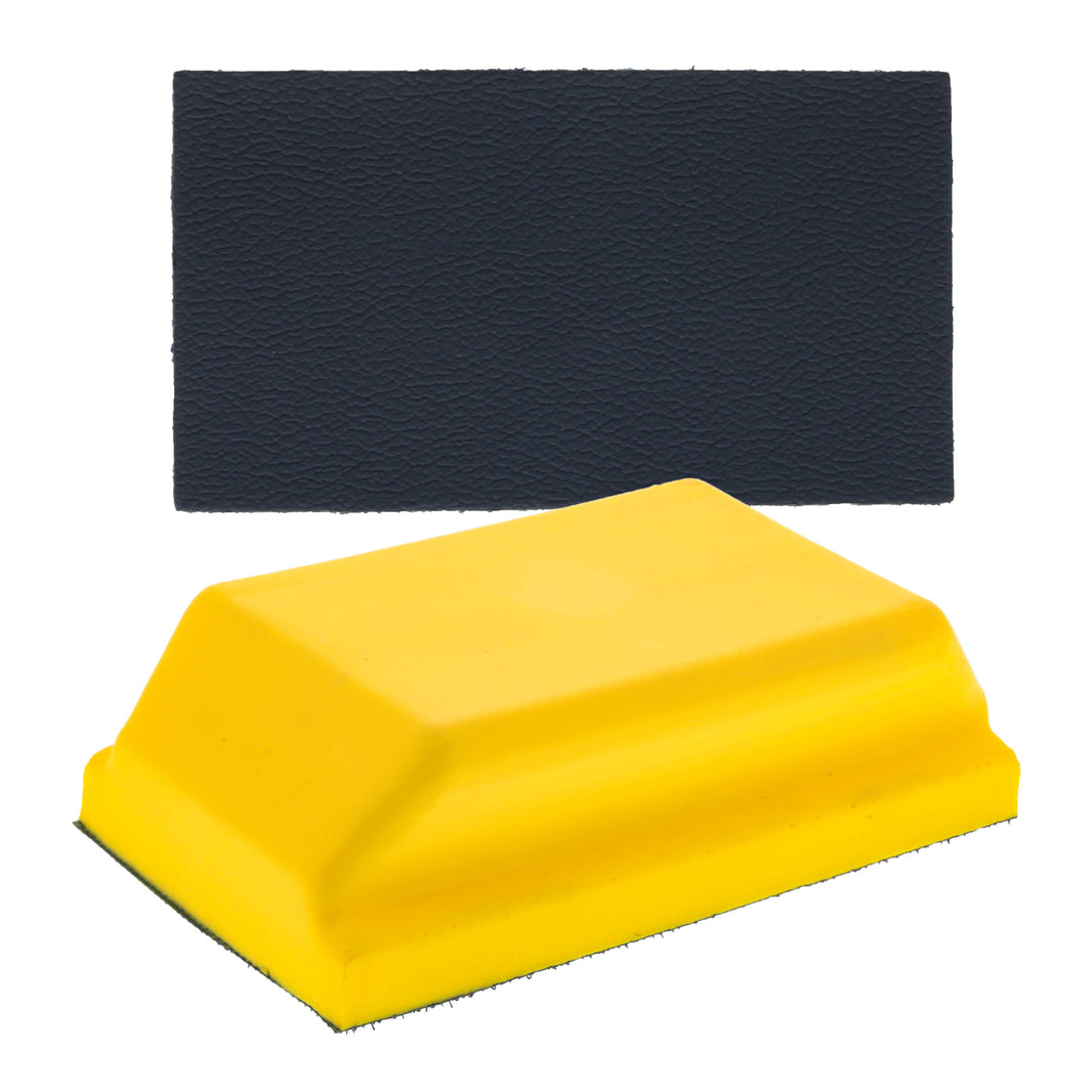 Pro Series Rectangle 5" x 2-3/4" Hand Sanding Block Pad with Hook & Loop Backing and PSA Sandpaper Conversion Adapter Pad - Sand Paint
