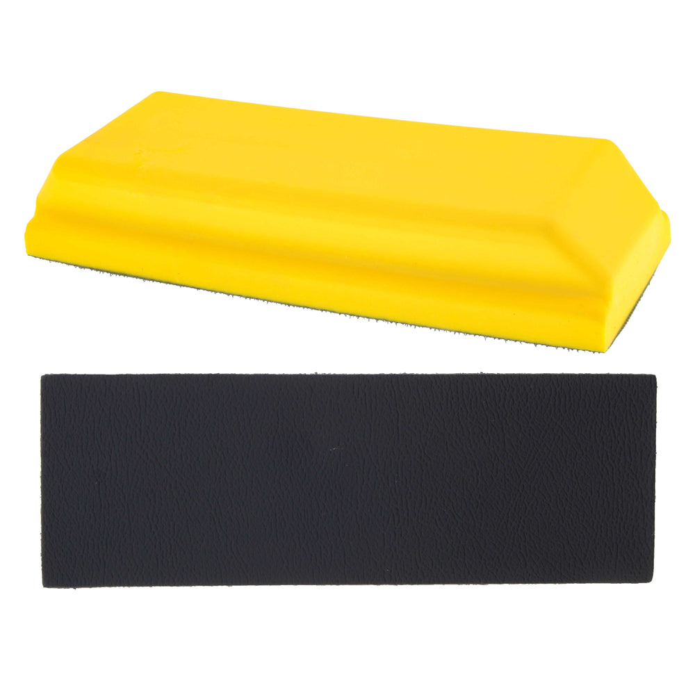 Dura-Gold Pro Series Rectangle 7-3/4" x 2-3/4" Hand Sanding Block Pad with Hook & Loop Backing and PSA Sandpaper Conversion Adapter Pad - Sand Paint