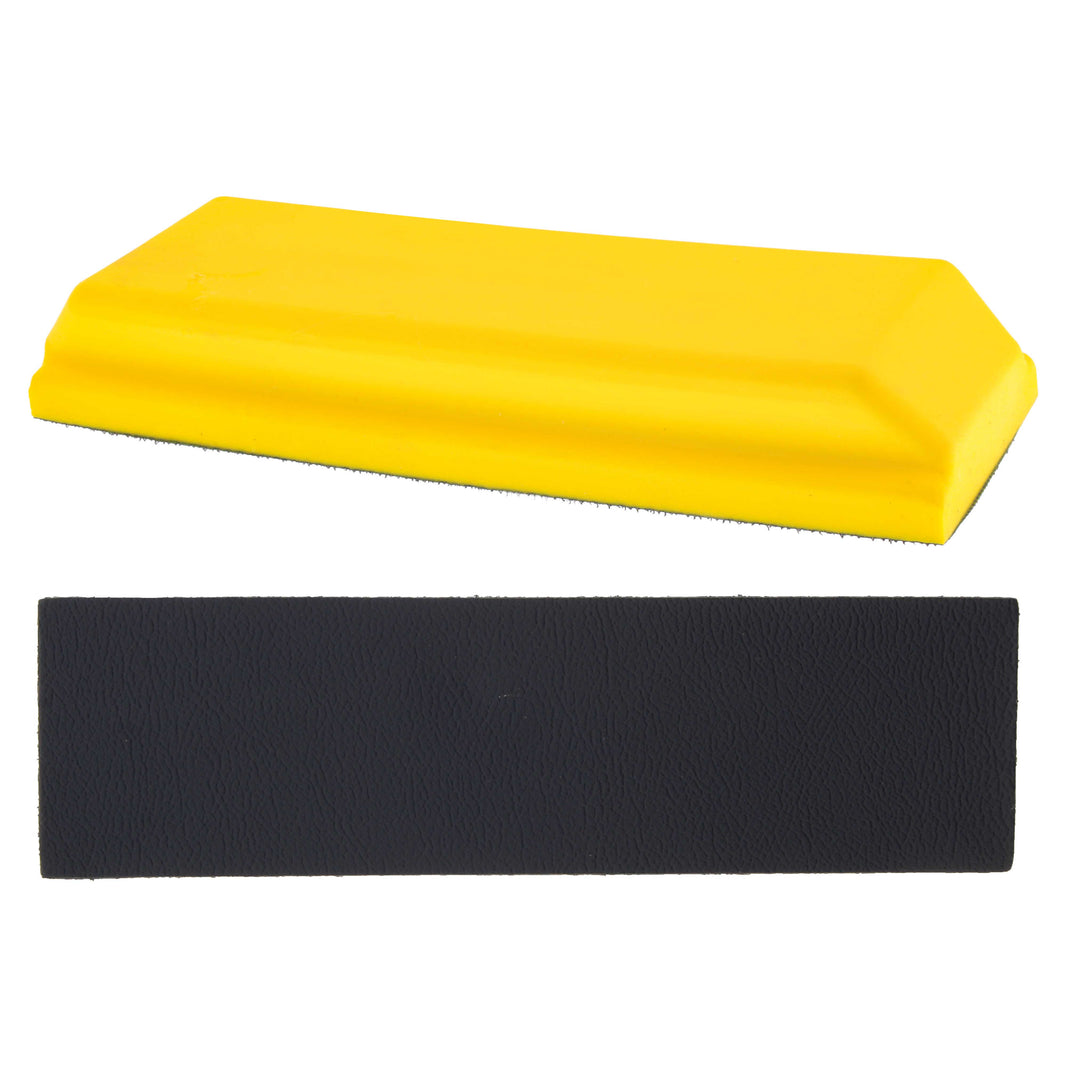 Pro Series Rectangle 10" x 2-3/4" Hand Sanding Block Pad with Hook & Loop Backing and PSA Sandpaper Conversion Adapter Pad - Auto Paint Prep