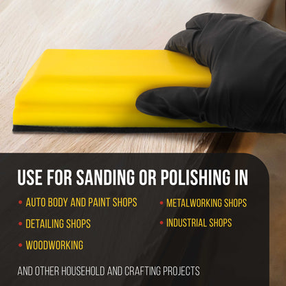 Pro Series Rectangle 10" x 2-3/4" Hand Sanding Block Pad with Hook & Loop Backing and PSA Sandpaper Conversion Adapter Pad - Auto Paint Prep