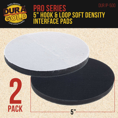 Pro Series 5" x 10mm Soft Density Interface Pad, 2 Pack - Hook & Loop Foam Cushion Used Between Sander Sanding Discs, Polisher Polishing Pad
