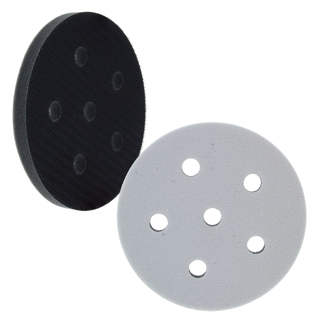 Pro Series 5" x 10mm Soft Density Interface Pad, 5 Hole Pattern Dustless, 2 Pack - Hook & Loop, Between Vacuum Sander Sanding Discs Polisher
