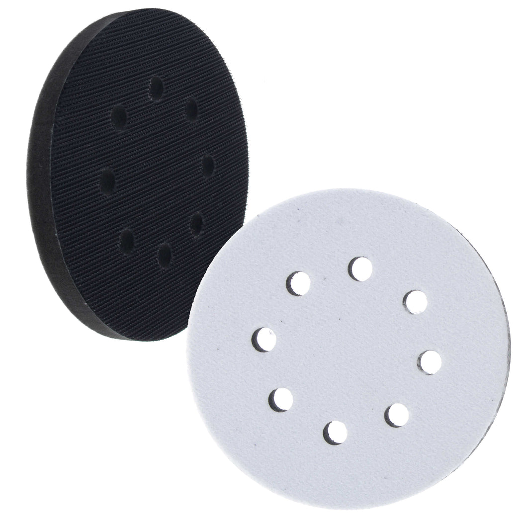 Pro Series 5" x 10mm Soft Density Interface Pad, 8 Hole Pattern Dustless, 2 Pack - Hook & Loop, Between Vacuum Sander Sanding Discs Polisher