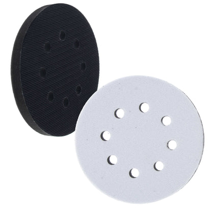 Pro Series 5" x 10mm Soft Density Interface Pad, 8 Hole Pattern Dustless, 2 Pack - Hook & Loop, Between Vacuum Sander Sanding Discs Polisher