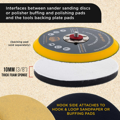 2ea 6" x 10mm Soft Density Interface Pads For Hook & Loop Sander Discs