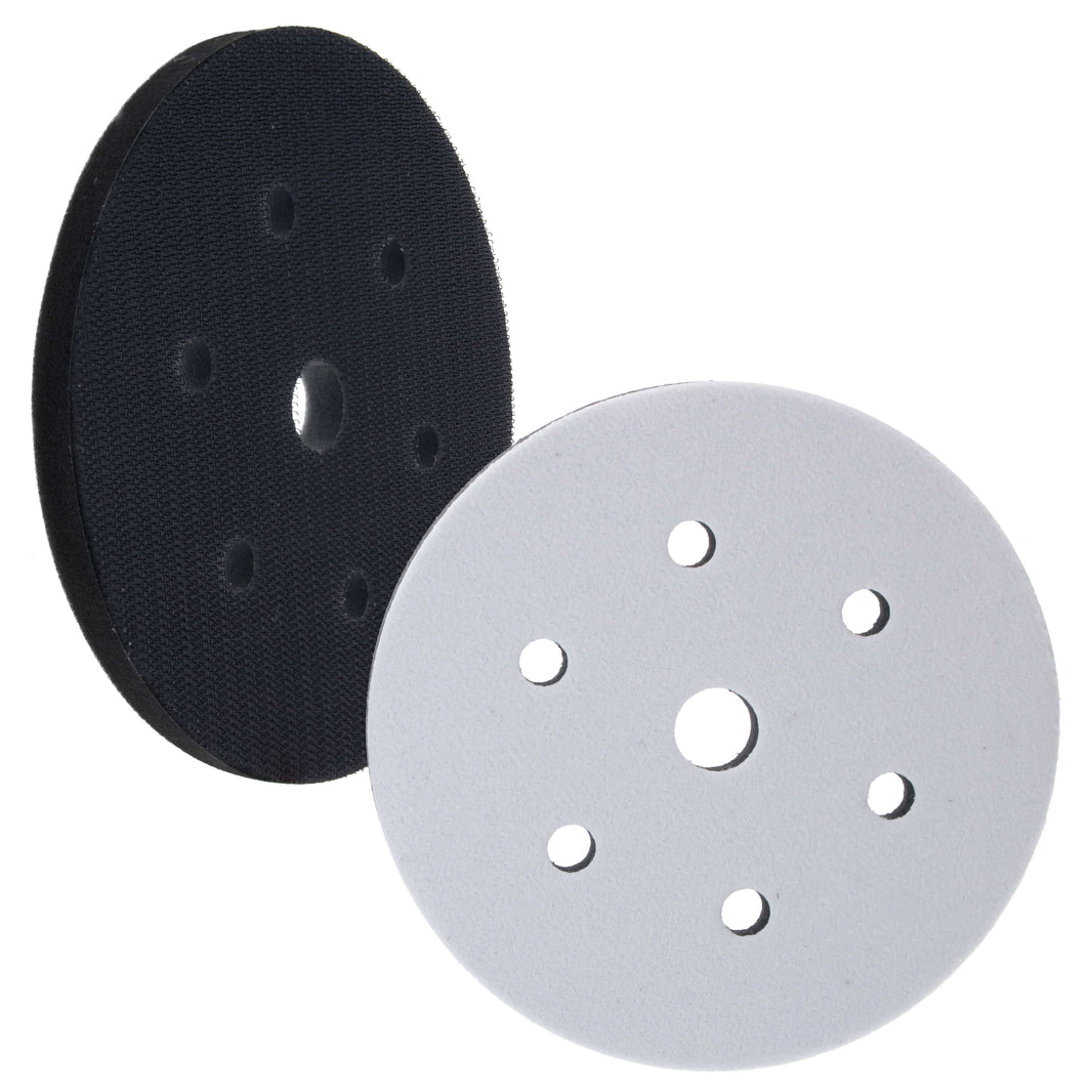 Pro Series 6" x 10mm Soft Density Interface Pad, 6 + 1 Hole Pattern, 2 Pack - Hook & Loop, Between Vacuum Sander Sanding Discs, Polisher Pad
