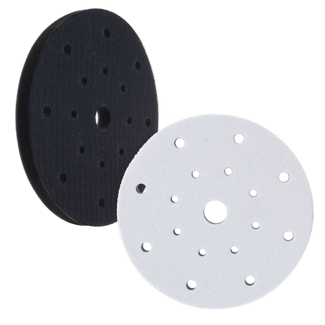 Pro Series 5" x 10mm Soft Density Interface Pad, 17 Hole Pattern, 2 Pack - Hook & Loop, Between Vacuum Sander Sanding Discs, Polisher Pads
