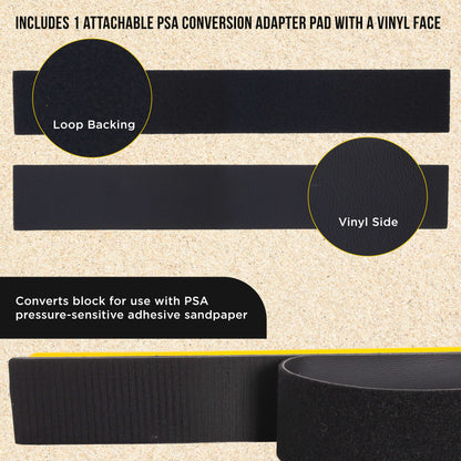 Pro Series 16" K-Block Sander Firm & Flex Hand Sanding Block Pad with Hook & Loop Backing and PSA Sandpaper Conversion Adapter Pad
