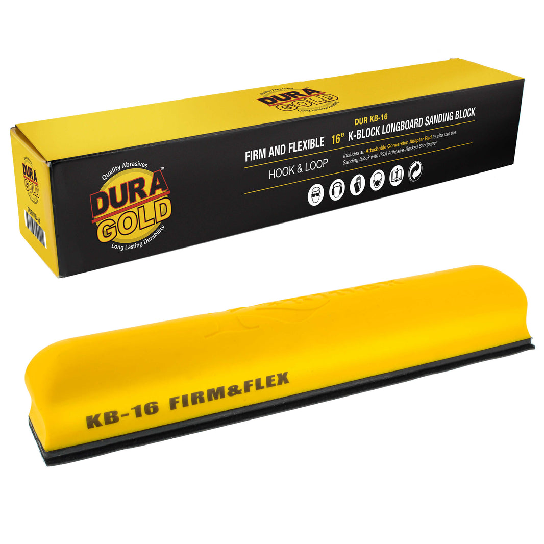 Pro Series 16" K-Block Sander Firm & Flex Hand Sanding Block Pad with Hook & Loop Backing and PSA Sandpaper Conversion Adapter Pad