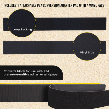 Pro Series 24" K-Block Sander Firm & Flex Hand Sanding Block Pad with Hook & Loop Backing and PSA Sandpaper Conversion Adapter Pad