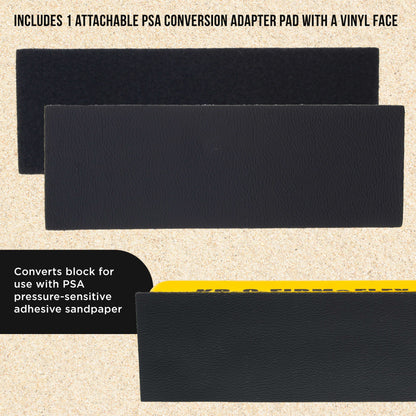 Pro Series 9" K-Block Sander Firm & Flex Hand Sanding Block Pad with Hook & Loop Backing and PSA Sandpaper Conversion Adapter Pad