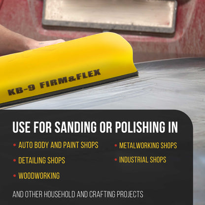 Pro Series 9" K-Block Sander Firm & Flex Hand Sanding Block Pad with Hook & Loop Backing and PSA Sandpaper Conversion Adapter Pad