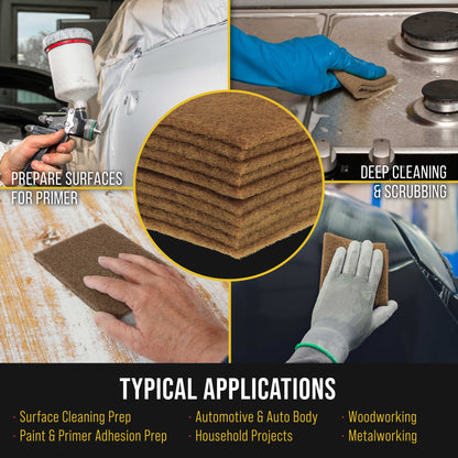 Premium 6" x 9" Gold Coarse Scuff Pads, Box of 10 - Scuffing, Sanding, Paint Primer Prep Adhesion Scratch - Surface Preparation Automotive