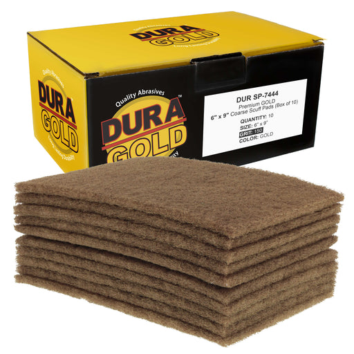 Dura-Gold Premium 6" x 9" Gold Coarse Scuff Pads, Box of 10 - Scuffing, Sanding, Paint Primer Prep Adhesion Scratch - Surface Preparation Automotive