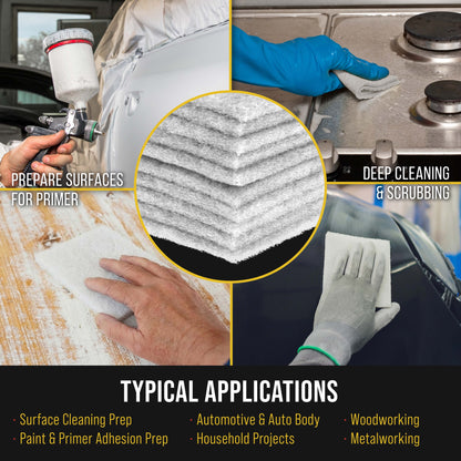 Premium 6" x 9" White Light Duty Scuff Pads, Box of 10 - Scuffing Cleaning Cleansing Surfaces, Preparation, Automotive Woodworking Household
