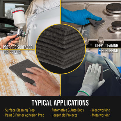 Dura-Gold Premium 6" x 9" Gray Ultra Fine Scuff Pads, Box of 10 - Final Scuffing Sanding, Cleaning, Paint Color Blend Surface Adhesion Paint Prep Auto