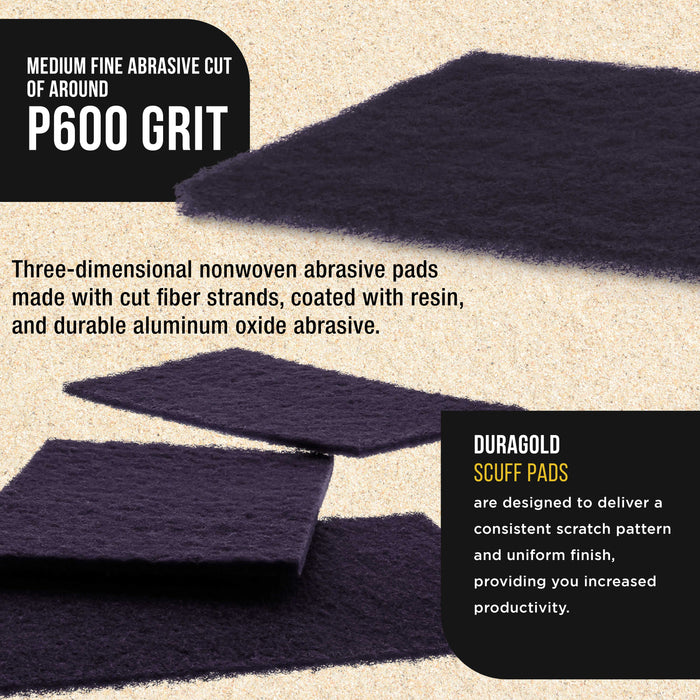 Dura-Gold Premium 6" x 9" Purple Medium Fine Scuff Pads, Box of 10 - Scuffing, Sanding, Cleaning, Auto Paint Color Blend Surface Adhesion Preparation