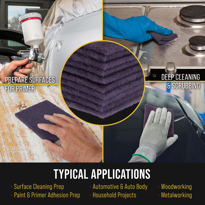 Dura-Gold Premium 6" x 9" Purple Medium Fine Scuff Pads, Box of 10 - Scuffing, Sanding, Cleaning, Auto Paint Color Blend Surface Adhesion Preparation