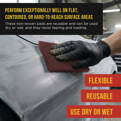 Premium 6" x 9" Scuff Pads, 5 Each Maroon General Purpose & 5 Each Gray Ultra Fine - Scuffing, Sanding, Auto Paint Surface Adhesion Prep