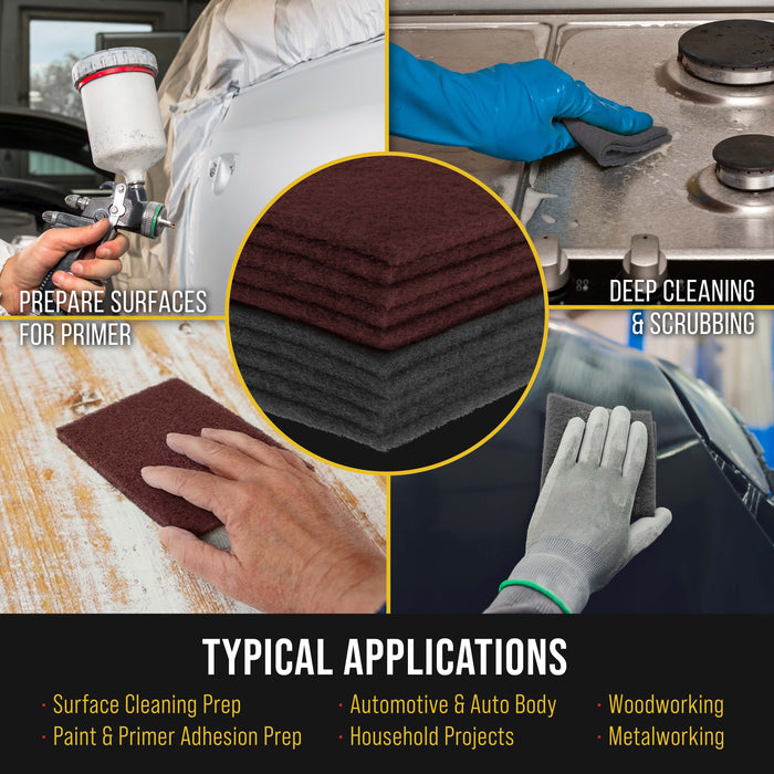 Dura-Gold Premium 6" x 9" Scuff Pads, 5 Each Maroon General Purpose & 5 Each Gray Ultra Fine - Scuffing, Sanding, Auto Paint Surface Adhesion Prep