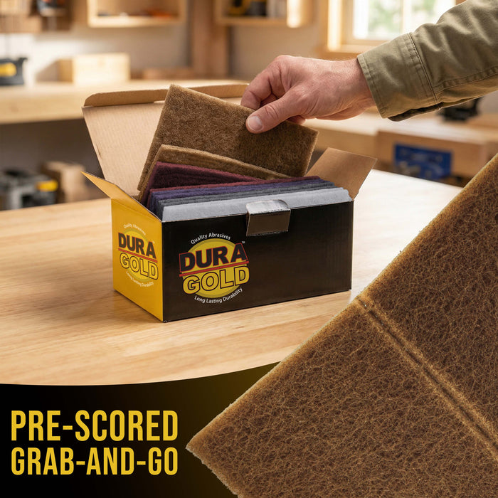 Dura-Gold Premium 6" x 9" 10 Scuff Pad Variety Pack, 2 Each Maroon, Gray, Gold, Purple and White - Scuffing, Scouring, Sanding, Cleaning, Automotive