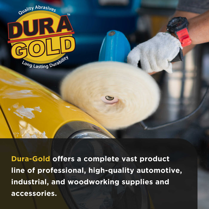 Dura-Gold 8" 100% Premium Wool Hook & Loop Grip Buffing Pad for Compound Cutting & Polishing - Fits Automotive Car Detailing Polisher Sanders - Polish