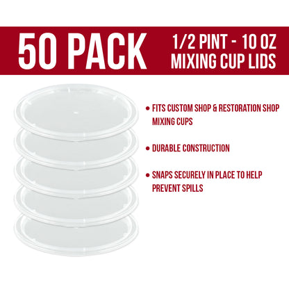 Paint Mixing Cup Lids Only (Box of 50) 1/2 Pint Size - Exclusively Fits Custom Shop/Cups, 8 Ounce Size - Auto Paint Cup Lids for Acrylic