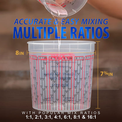 Paint Mixing Cups, 5-Quart (48 Pack) - Plastic Measuring Cups for Liquids, Automotive Painting, Epoxy Resin, Acrylic Arts, Crafts