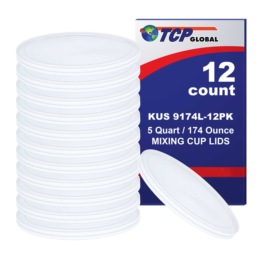Paint Mixing Pail Lids Only (12 Pack) 5 Quart Size - Exclusively Fits Custom Shop/Mixing Pail, 174 Ounce Size - Auto Paint Lids for