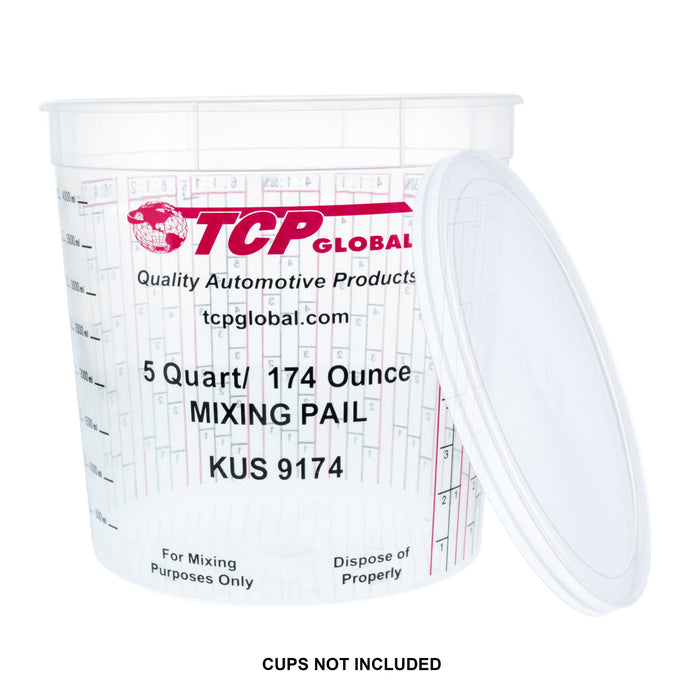 TCP Global/Custom Shop Box of 12 Lids - 5 Quart Exclusively Fits TCP Global 174oz Paint Mix Cups