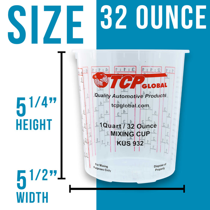 Pack of 12 - Mix Cups - Quart size - 32 ounce Volume Paint and Epoxy Mixing Cups - Mix Cups Are Calibrated with Multiple Mixing Ratios