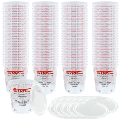 Paint Mixing Cups, 32-Ounce (Box of 100) - Plastic Measuring Cups for Liquids, Automotive Painting, Epoxy Resin, Acrylic Arts, Crafts