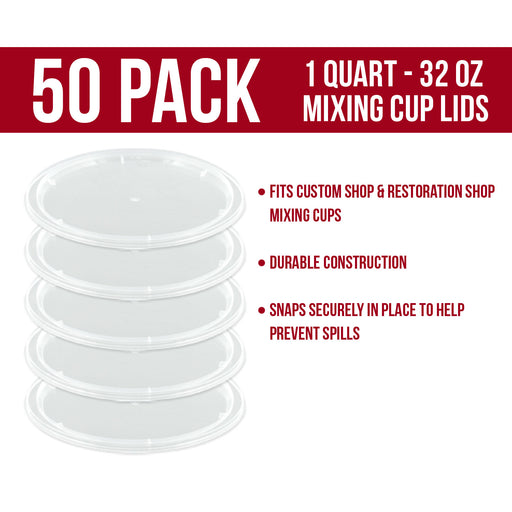 Box of 50 Lids - Quart size - Exclusivly fit Custom Shop /TCP Global 32 Ounce Paint Mix Cups