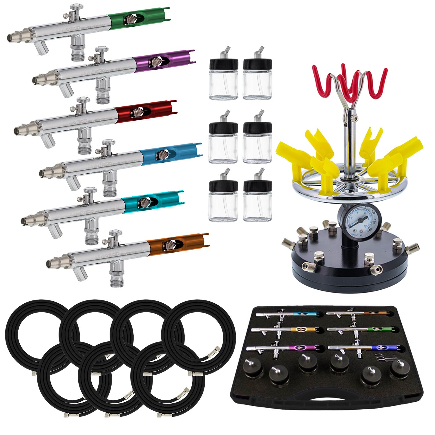 Master Airbrush 6 Airbrush Station-air BRUSH-Auto/Car Paint-Nail-Tat