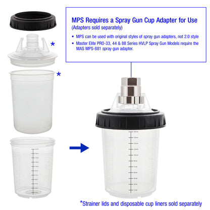 Master Paint System MPS, 4 Pack Set of Mini Size 6 Ounce (180ml) Hard Cups and Retainer Rings - 4 Hard Cups and 4 Rings