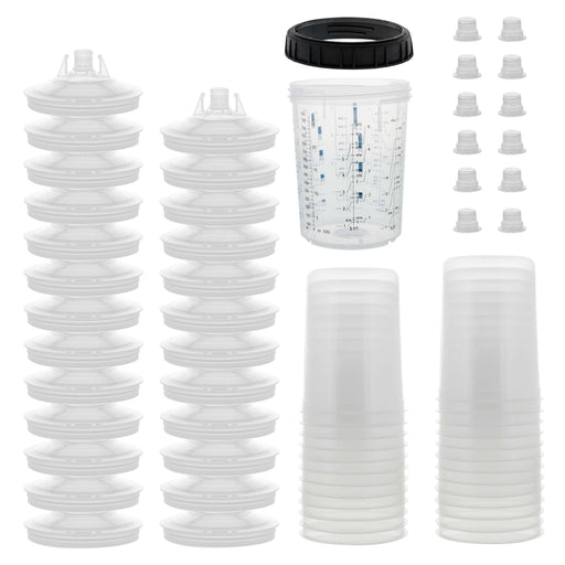 Master Paint System MPS Disposable Paint Spray Gun Cup Liners and Lid System, 25 Pack Large Size 27 Ounce (800ml) Kit