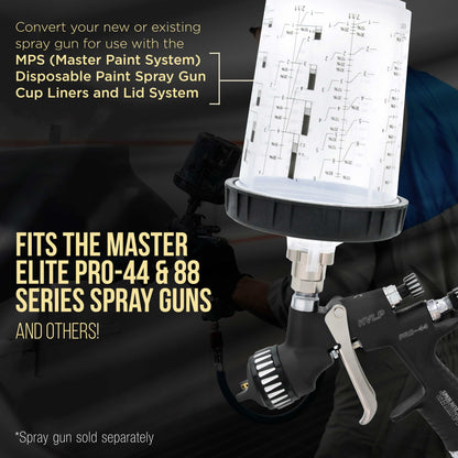 Master Paint System MPS Spray Gun Cup Adapter - Converts PRO-33, 44 & 88, Iwata LPH400 HVLP Spray Guns for Use MPS Disposable Cup System