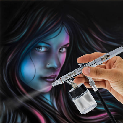 S67 Professional Studio Airbrush Set - 8 Dual-Action Airbrush Guns with 0.3mm, 0.5mm, and 0.8mm Interchangeable Tip Sets