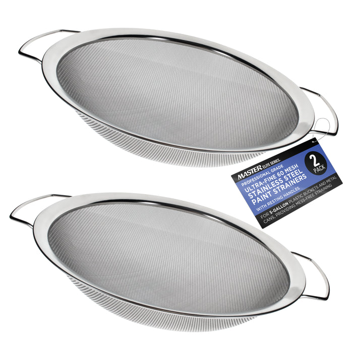 Stainless Steel Paint Strainer, 2 Pack - Fits Over 5 Gallon Paint Bucket Cans, Strains Filters Removes Debris, Particles, Impurities From Coating and