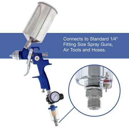 Mini In-Line Air Filter - Water & Oil Separator with Drain Valve - Water Trap, Air Dryer, Removes Moisture, Dirt - Use on Compressor Hose, Pneumatic